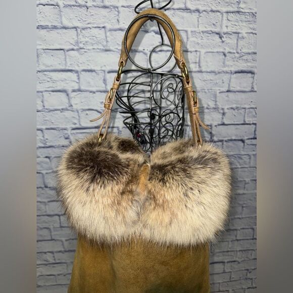 Authentic Prada Real Fox Fur & Suede Shoulder Bag COA In Photos Has Flaws* - Picture 4 of 16